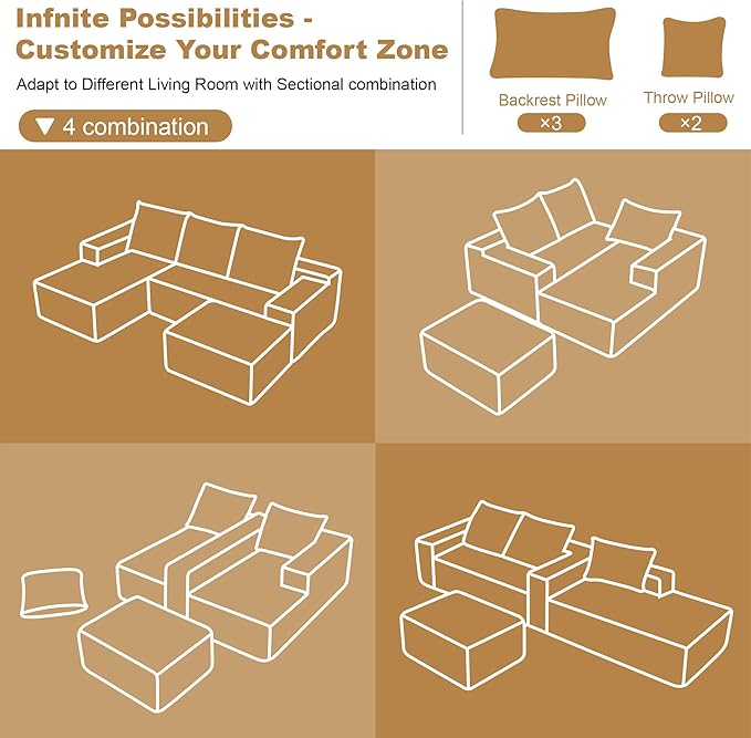 AUGOP 108" Sectional Couches for Living Room Modern Modular Sofa - Image 7