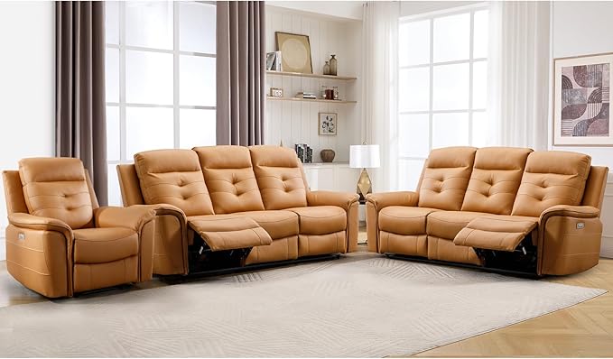 ANJ 3-Piece Faux Leather Power Recliner Sofa Set by ANJ