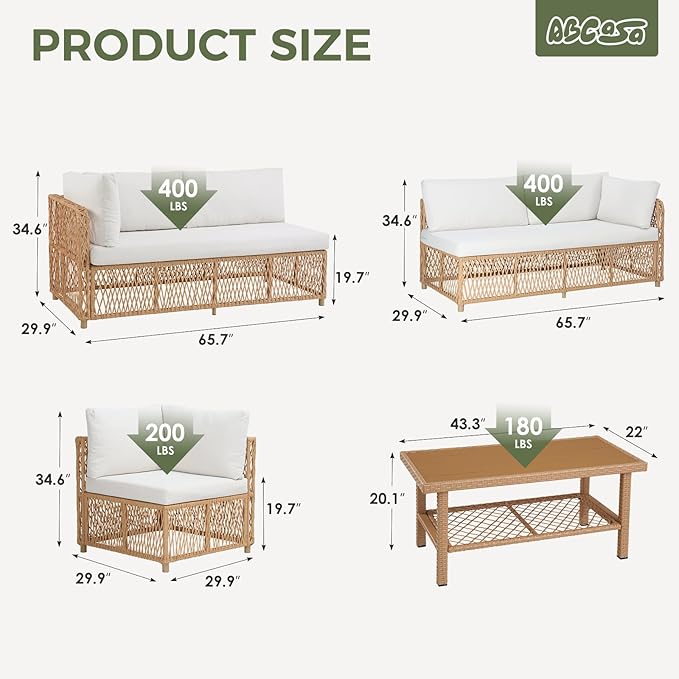 ABCASA Outdoor Patio Sectional Furniture Set - Image 2
