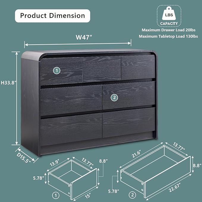 Aitjunz Modern 7 Drawers Dresser - Image 2