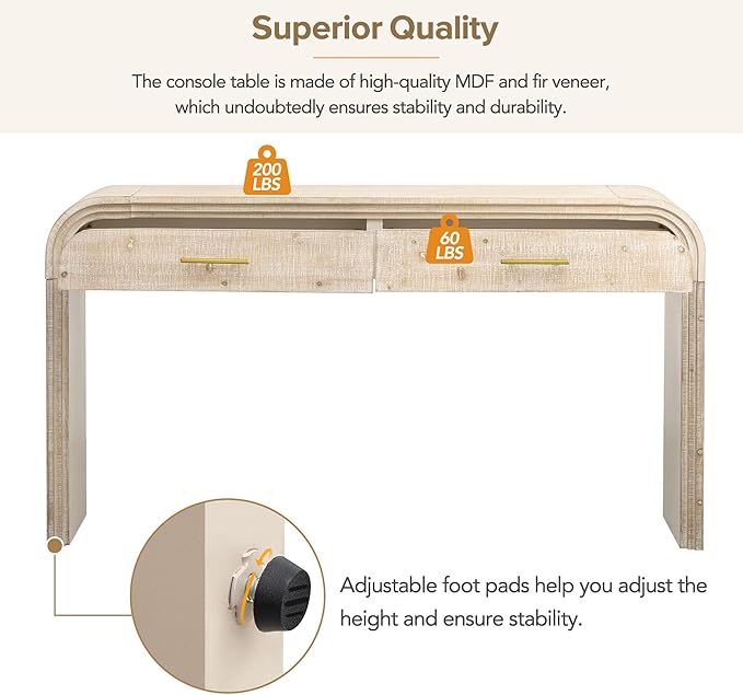 59'' Retro Console Table Farmhouse Sofa Table Entryway Table - Image 6