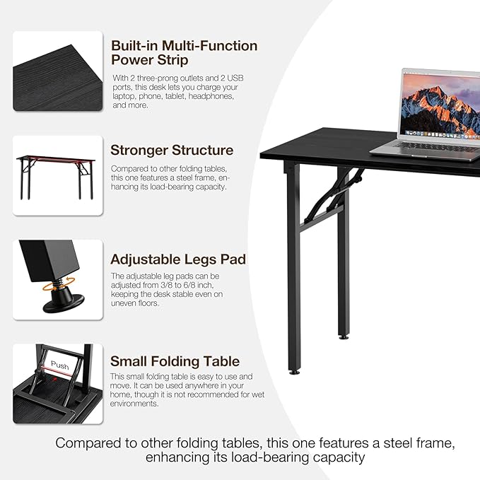 TEMI Long Computer Desk Folding Table - Image 7
