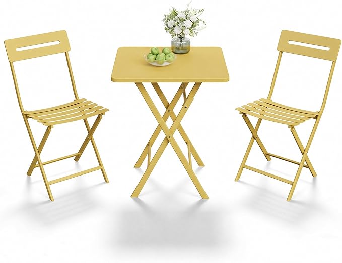 GarveeTech 3-Piece Folding Bistro Set, Heavy Duty Outdoor Patio Furniture - Image 8