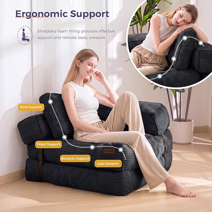 MAXYOYO Folding Sofa Bed, L-Shaped Convertible Sofa - Image 6