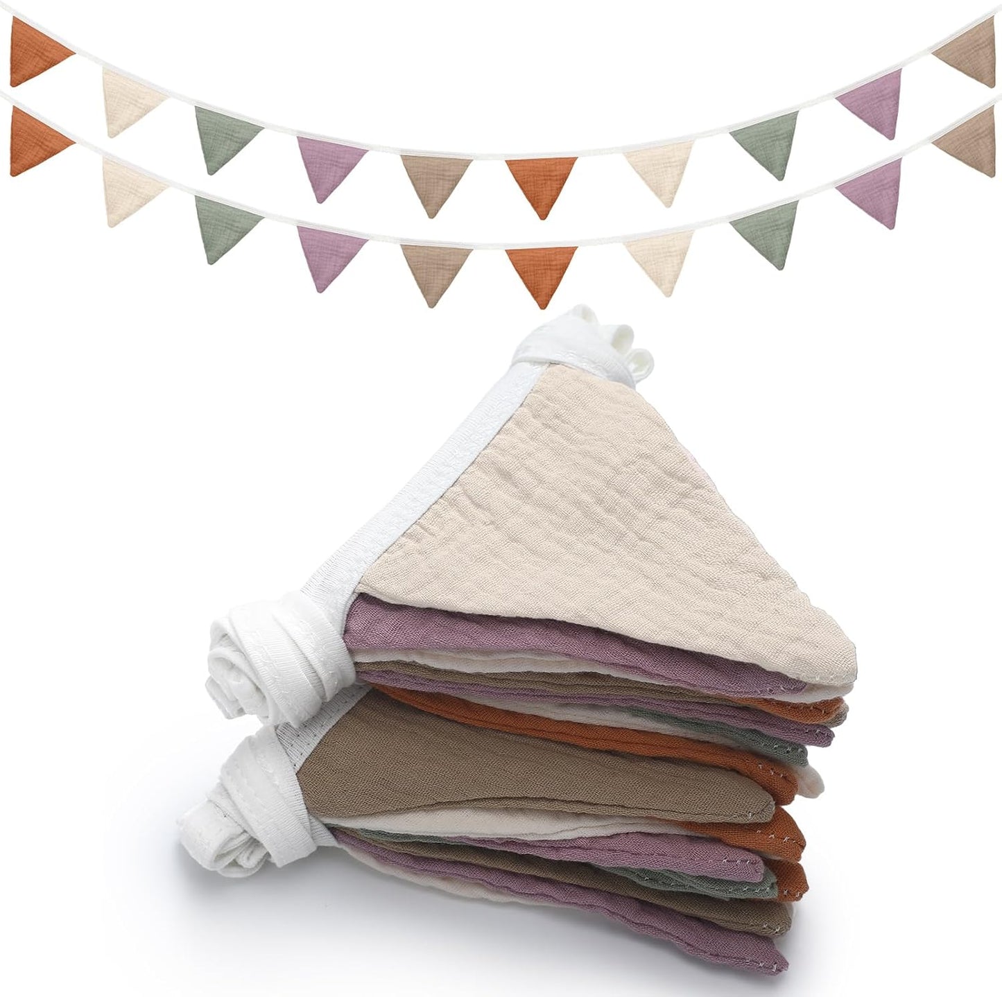 Oudain 15.5 ft Pennant Banner Flags, 2 Pcs Nursery Garland Triangle Bunting Flag Baby Banner for Nursery Decor Baby Birthday Boho Wedding Shower Party Event, Each 7.75 ft(Rich Color)