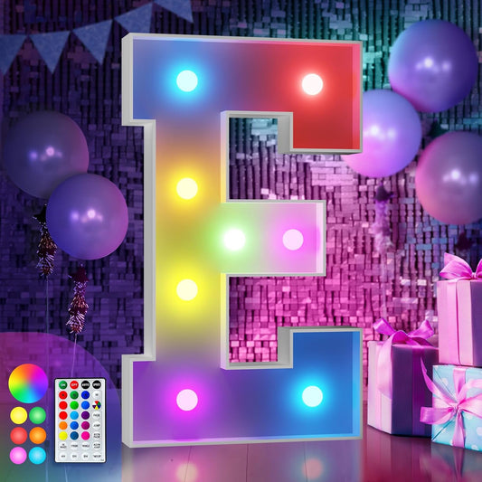 imprsv 3FT Colorful Marquee Light Up Letters E, 18 Colors Large Light up Letters Alphabet Sign with Remote, Big Marry Me Sign, Birthday Party Decorations Baby Shower Anniversary Wedding Decoration