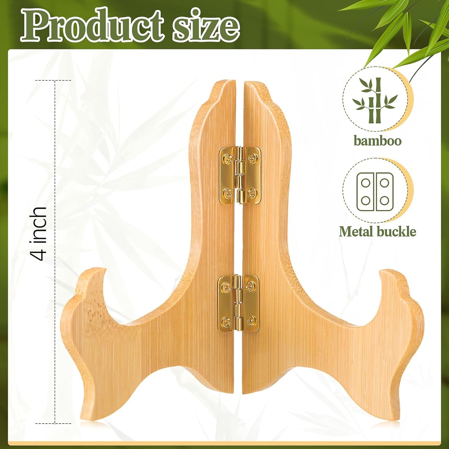 Tatuo 4 Packs Wooden Display Stand Decorative Plate Stands for Display Picture Frame Holder Easels(Wood,4 Inch)