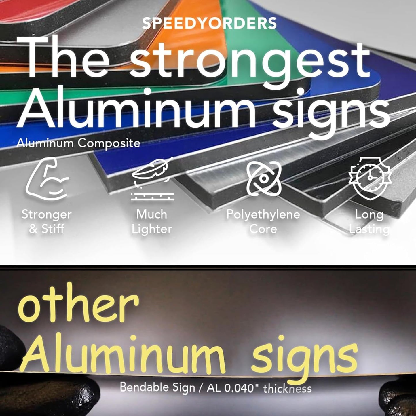 SPEEDYORDERS Custom Outdoor Metal Signs, Personalized Aluminum Signs, Customized Safety Signs, Metal Business Signs, Waterproof Outdoor Business Signs, White Aluminum (Red Background, 12x8 In)