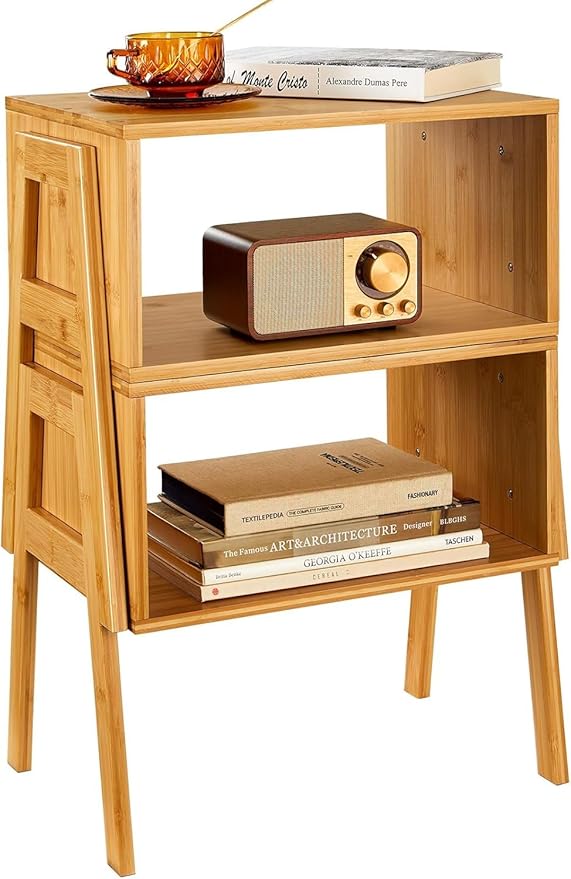 Pipishell Nightstands Set of 2, Bamboo Stackable Bedside Table, Night Stands - Image 9