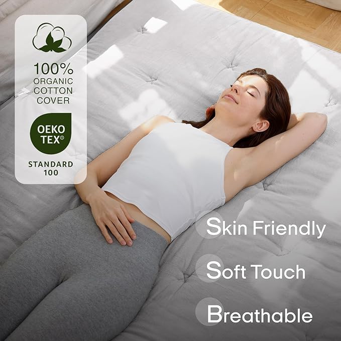 ZonLi Japanese Floor Futon Mattress Twin Size 75"x 39", 100% Cotton Cover 2.5'' - Image 2