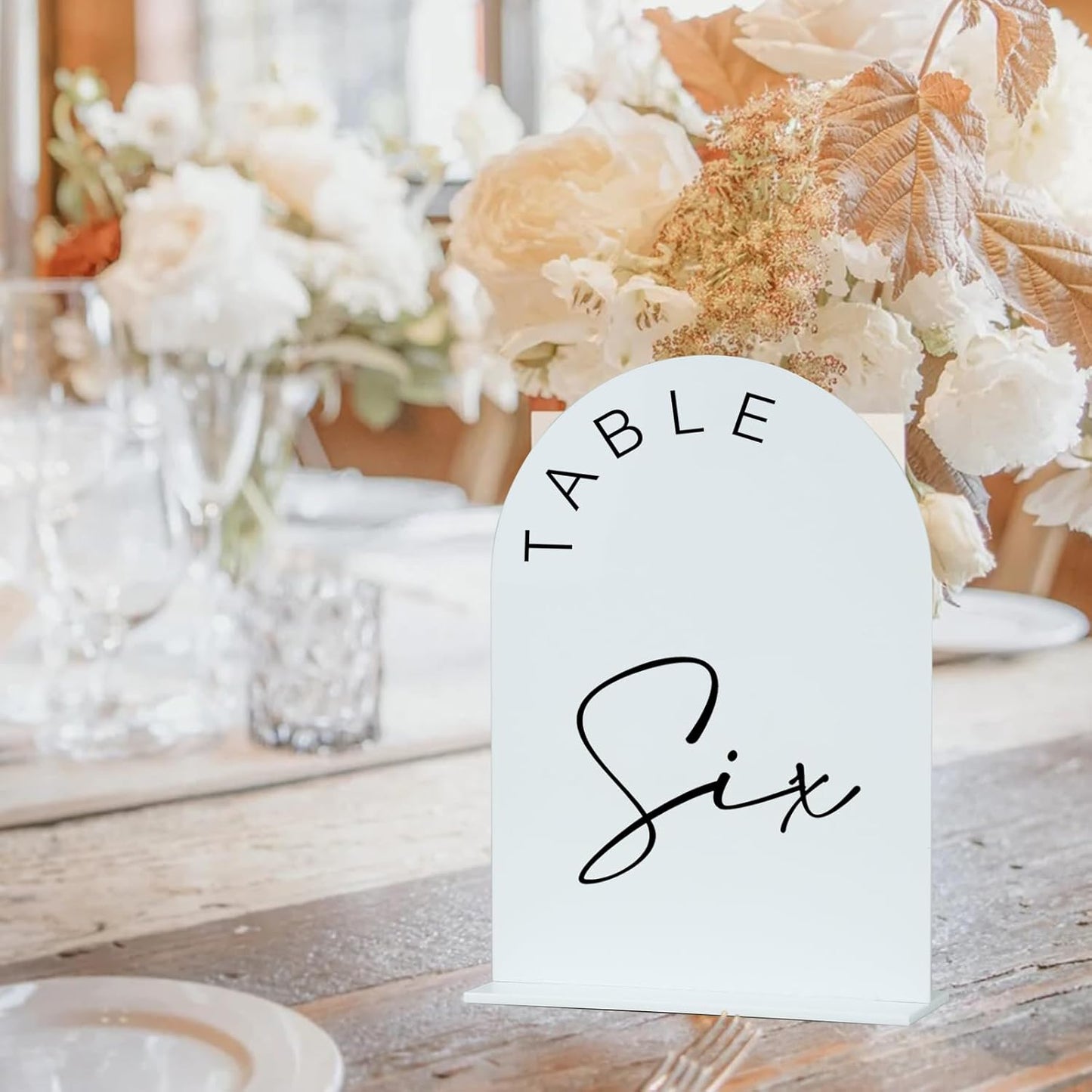 JINMURY White Arch Wedding Table Numbers 1-20 with Stands, 5x7 Inch Acrylic Arch Sign with Black Lettering, White Acrylic Table Numbers for Wedding Reception