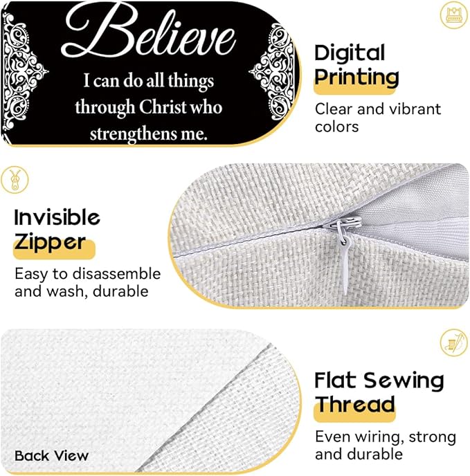 OBSEDE Black and White Bible Verse Decorative Throw Pillow Covers 18 × 18 in - Image 4