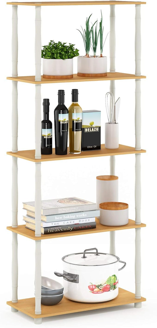 Furinno TURN-S-TUBE Storage Shelves, 5-Tier Book Shelf, Corner Shelf, Toolless by Furinno-FitsYourSpaceFitsYourBudget