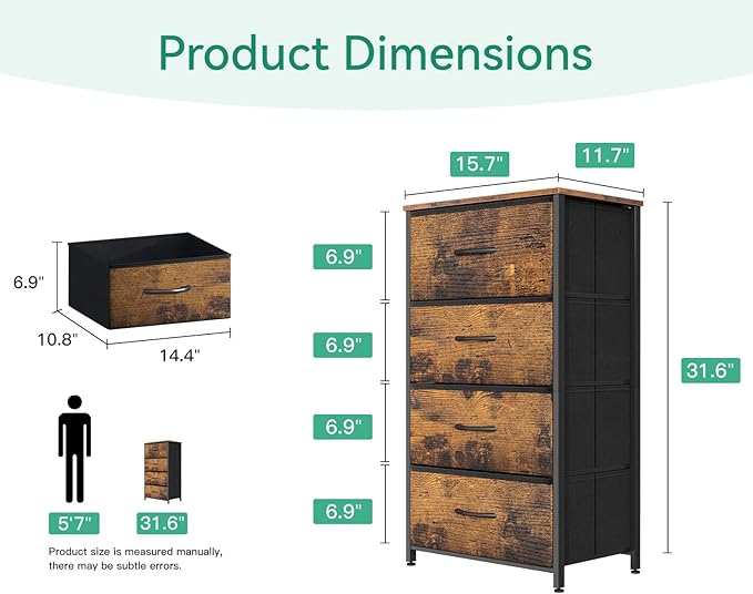 AODK Dresser for Bedroom with 4 Storage Drawers, Small Dressers Chest of - Image 3