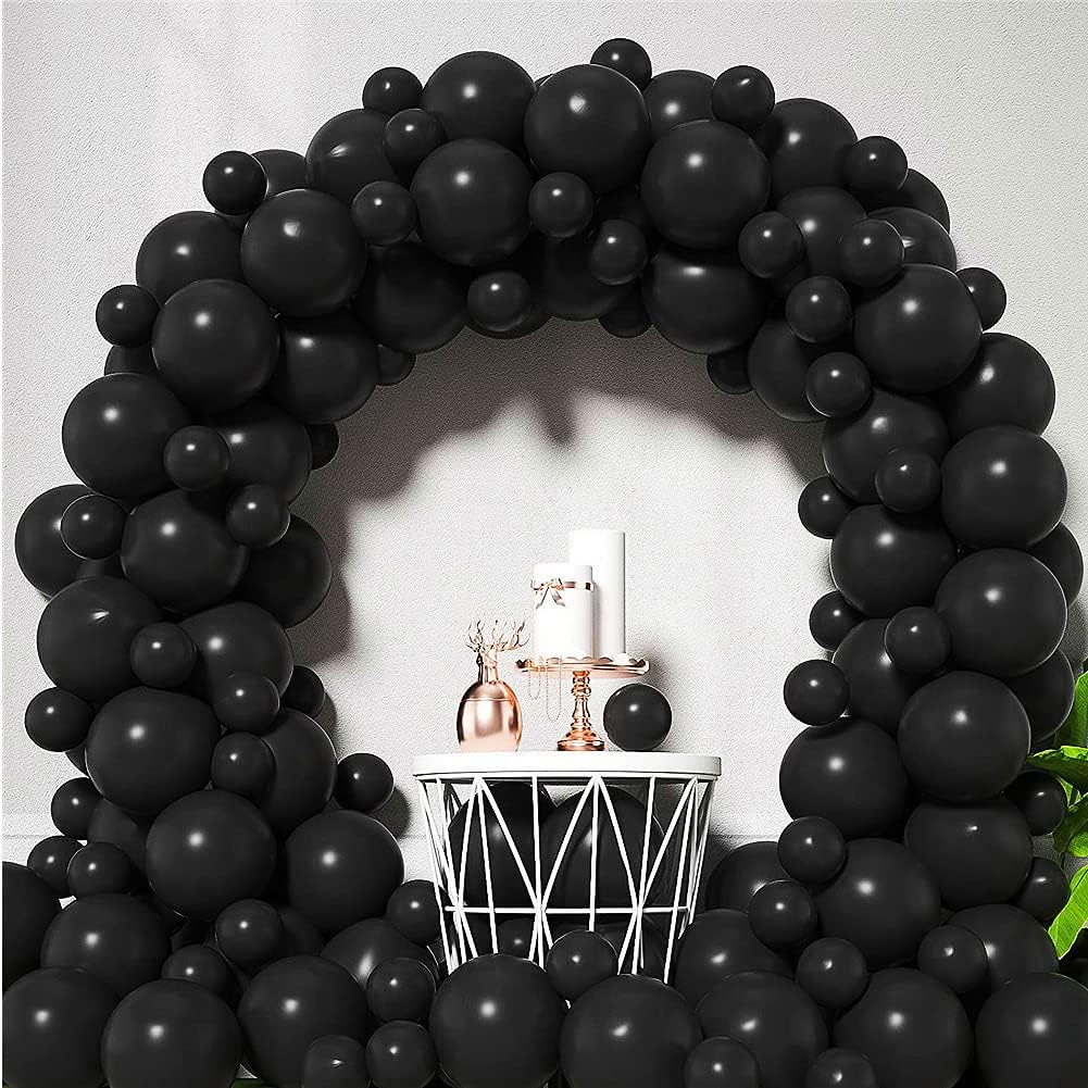 400 Pcs Black Balloons 10 Inch Pastel Black Latex Matte Balloon Garland Arch Kit for Birthday Wedding Bridal Baby Shower Supplies Bulk balloons Party Decorations