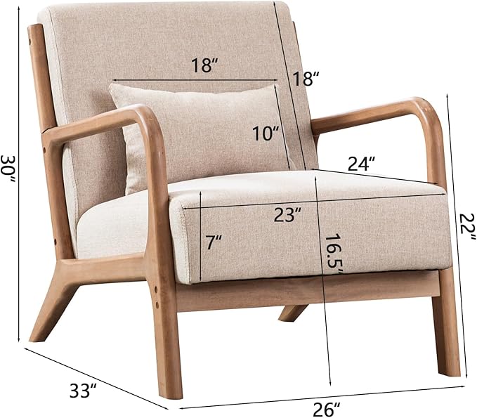 INZOY Mid Century Modern Accent Chair - Image 2