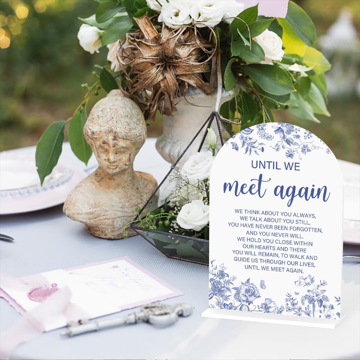 Acrylic Wedding Signs, Dusty Blue Wedding Decor, Blue Weddings Decor, Until We Meet Again Signs for Reception, Modern Calligraphy Arch Acrylic Table Top Sign for Weddings Parties Dinners (White)