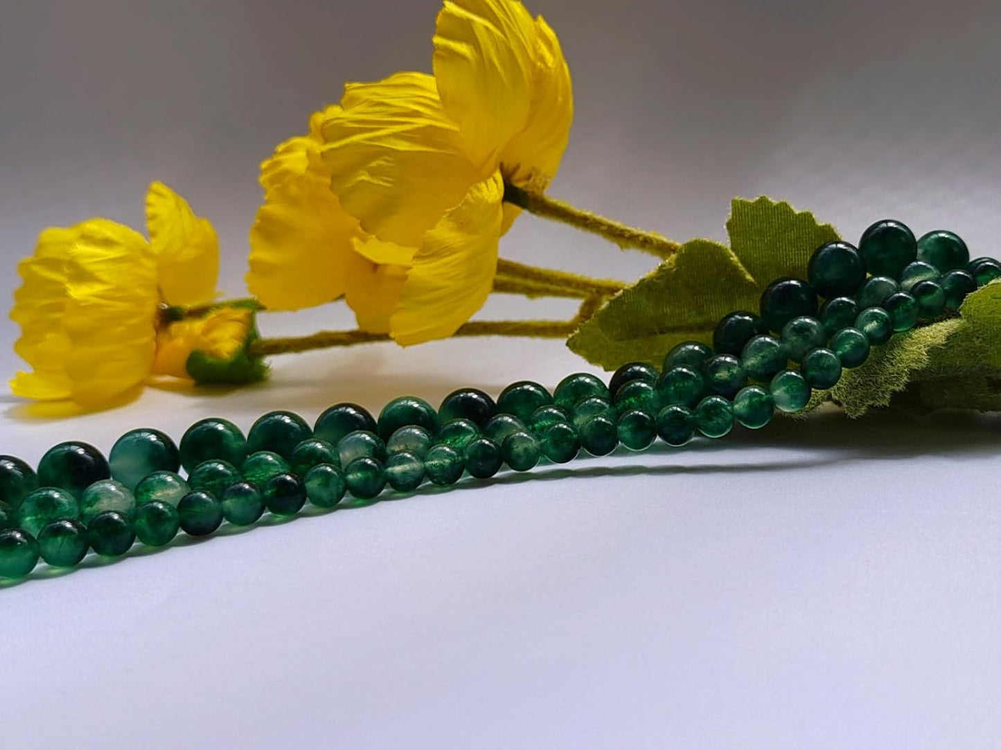 Stone Beads 10mm 60pcs Green Flower Jade Beads Round Loose Gemstones Beads for Bracelet Necklace Jewelry Making (10mm, 61026 Green Flower Jade)