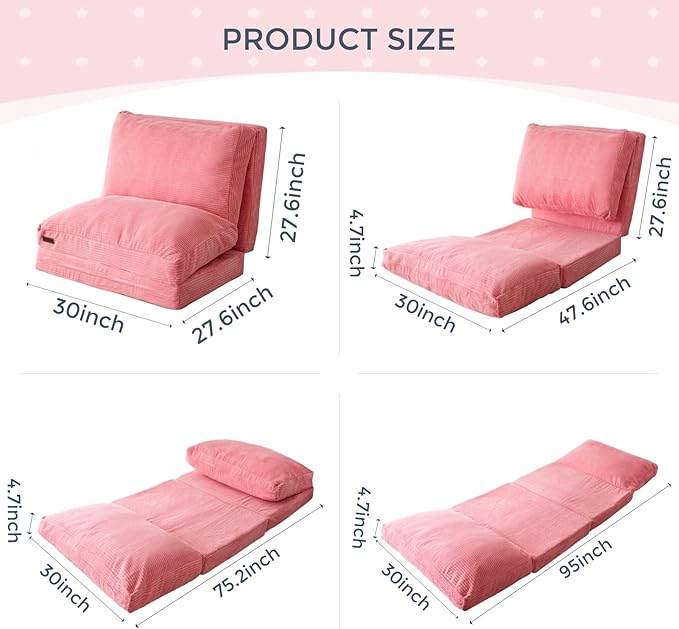 MAXYOYO Folding Sofa Bed, Extra Thick and Long Floor Sofa Convertible Sleeper - Image 2