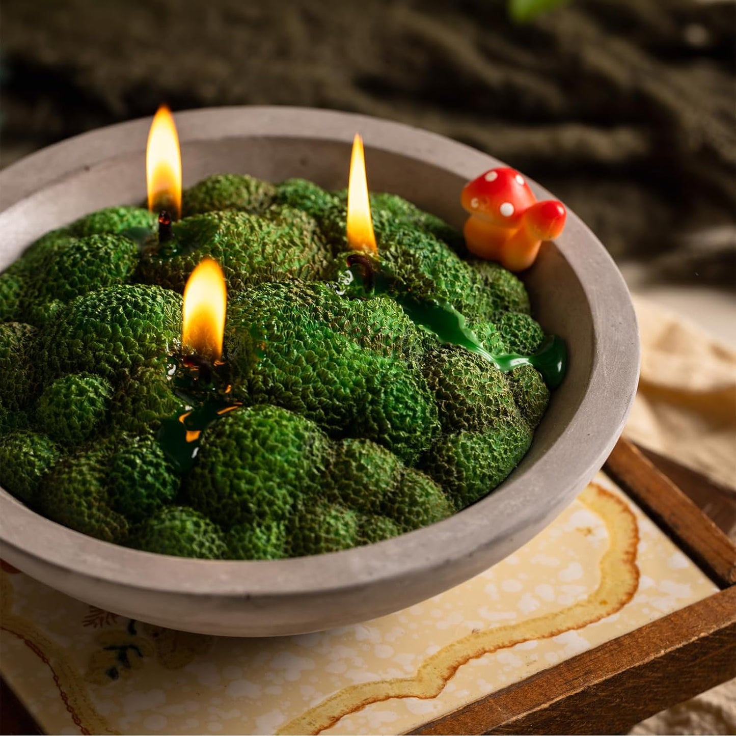 Grass Moss Scented Candle Bowl Home Decoration