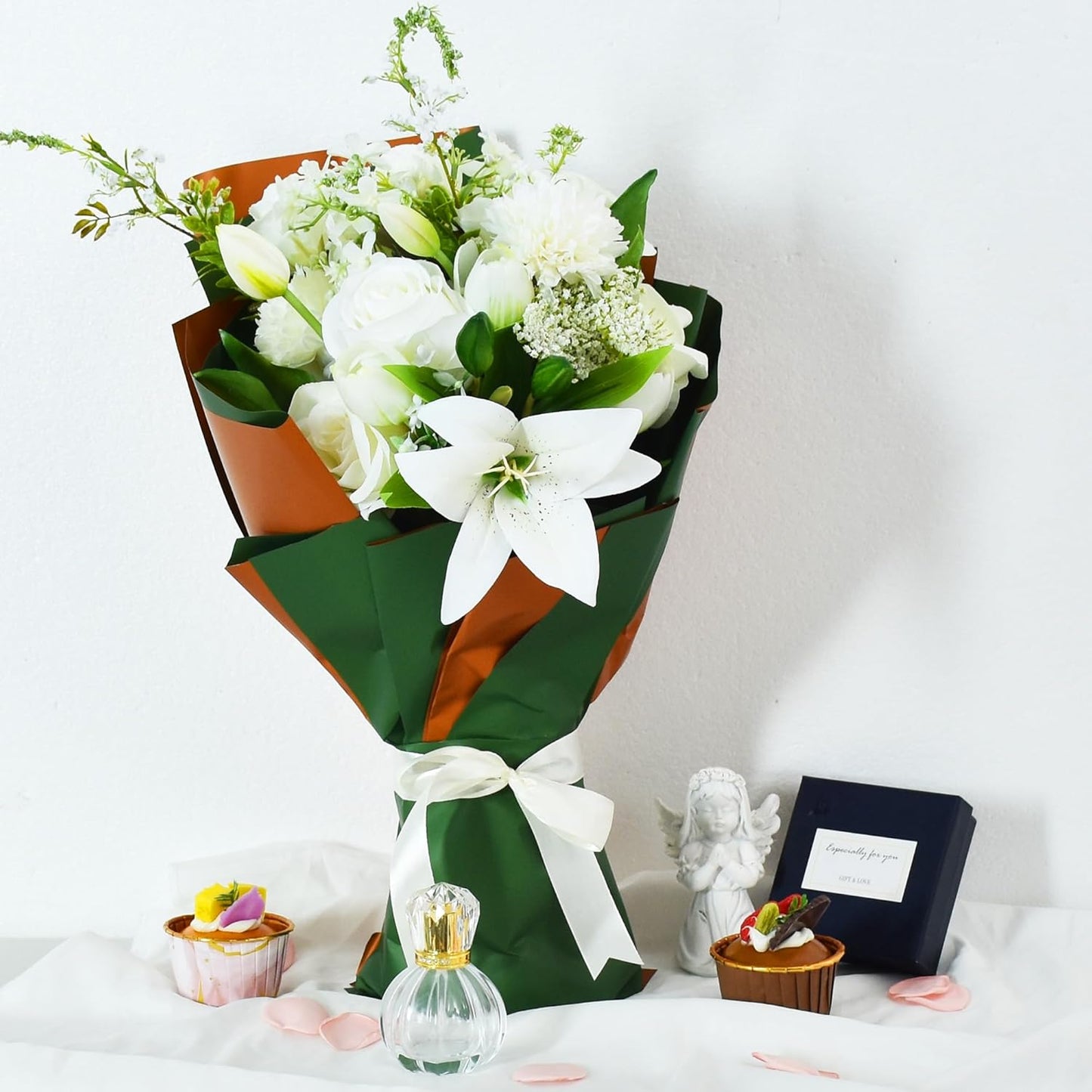 BEISHIDA 20Pcs Green and Brown Double Sided Floral Wrapping Paper Matte Waterproof Flower Bouquet Wrapping Paper for Floral Wrap Florist Packing Supplies Birthday Valentine's Christmas Gift Wrapping