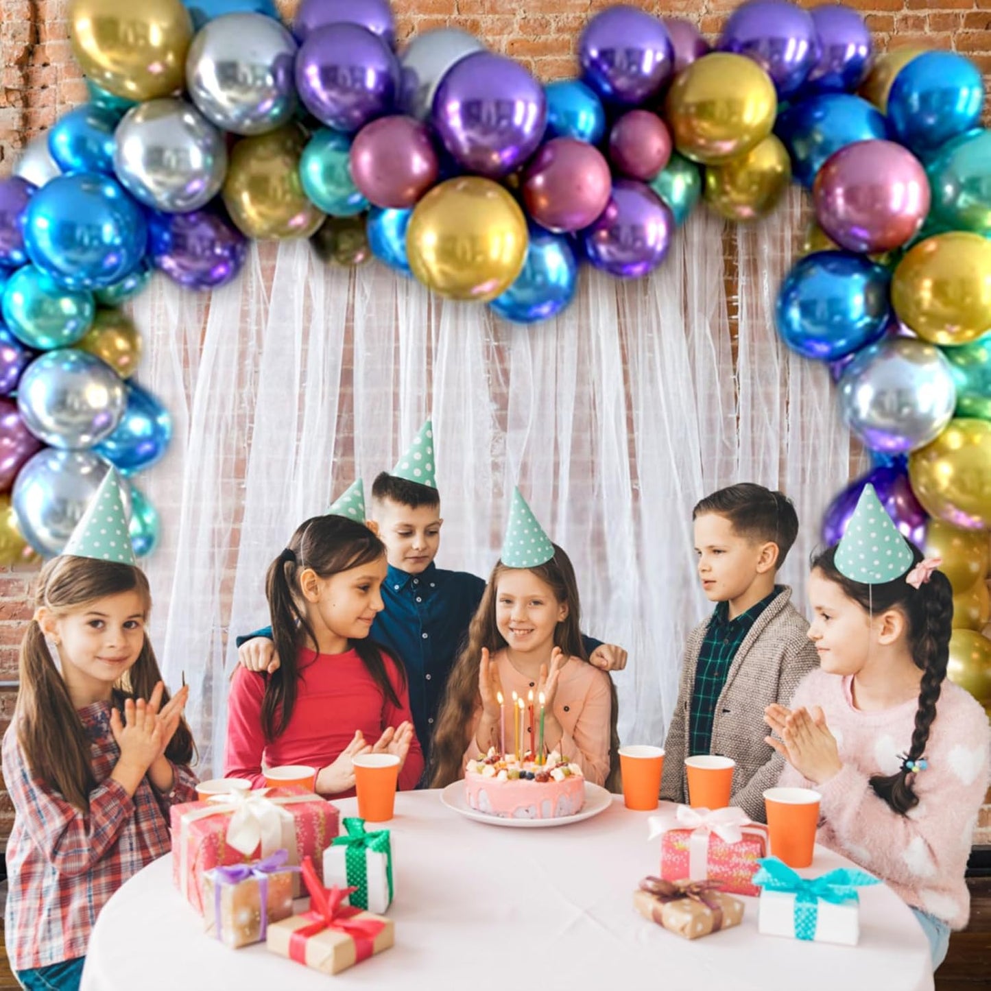 110pcs Metallic Multi Balloons, Metallic Color Latex Balloons 12 inch, Multi Balloon for Birthday Party Baby Shower Wedding(with 2 Ribbons).