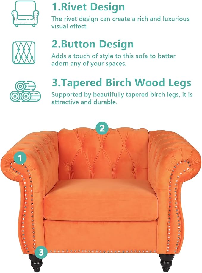 QHITTY 2 Piece Living Room Set, Sectional Chesterfield Sofa Chair Contemporary - Image 3