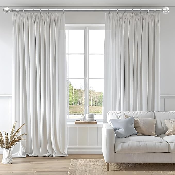 QDWIS Silver Curtain Rods for Windows 48 to 84 inch, Rustic Decorative Drapery - Image 2