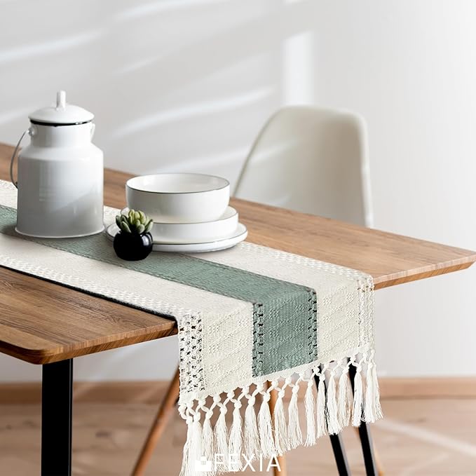 FEXIA Sage Green Table Runner 90 Inches Long - Image 5