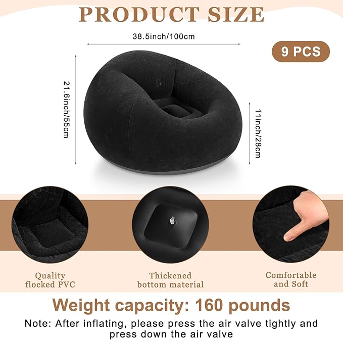 Realspring 6 9 12 Pcs Inflatable Bean Bag Chairs - Image 2