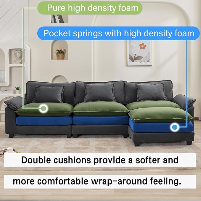 Oprisen 120" Modular Sectional Sofa, Comfy Cloud Couch Sectional Sofa - Image 3