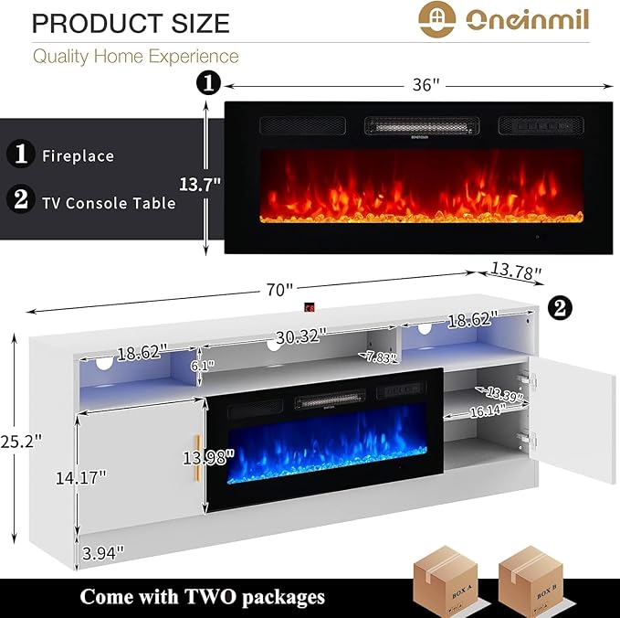 oneinmil 70" Fireplace TV Stand - Image 3