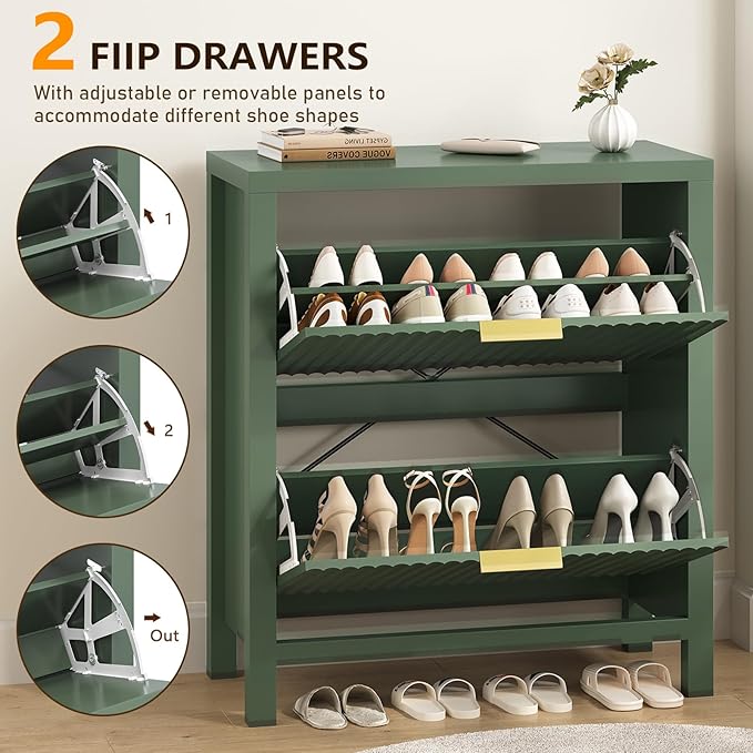 YOMILUVE Fluted Shoe Storage Cabinet - Image 4