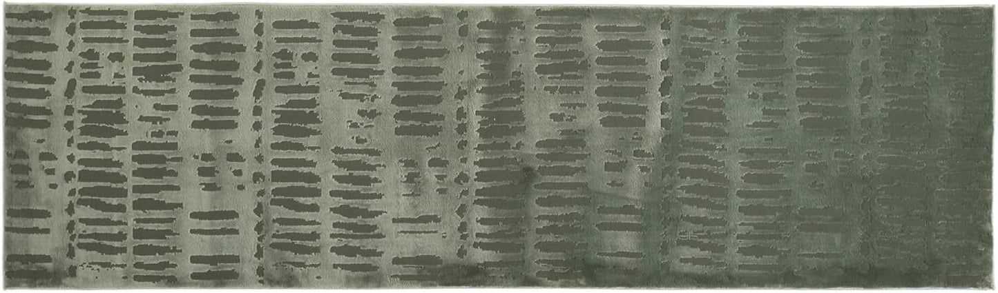 Revival Rugs Shell 2'7"x9' Machine Washable Runner Rug for Hallway Entryway - 100% Recycled Oeko-TEX Certified, Medium Pile, Green