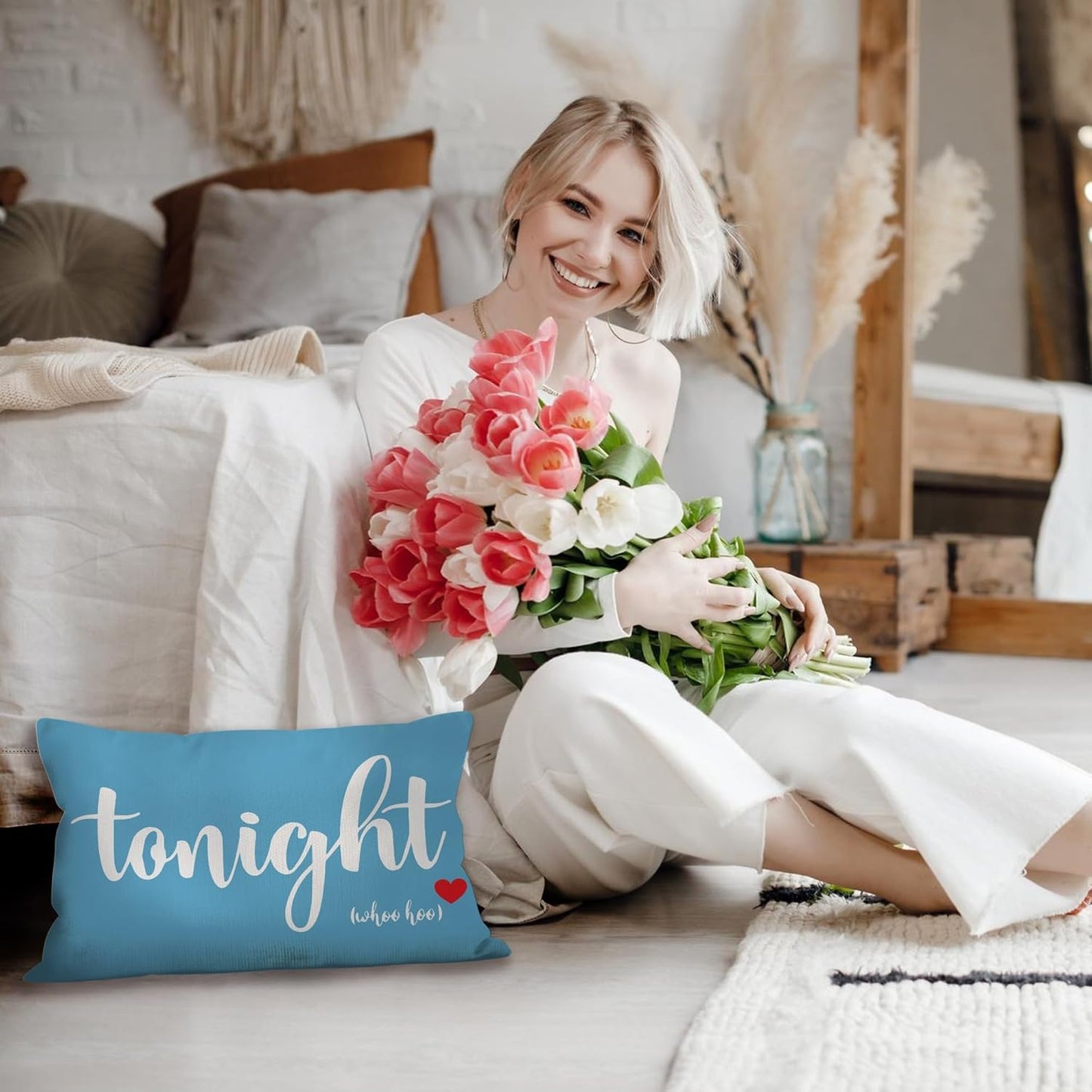 Mancheng-zi Bridal Shower Pillow Covers, Bachelorette & Wedding Gifts - Funny Throw Pillows for Bedroom (Blue, 12x20)