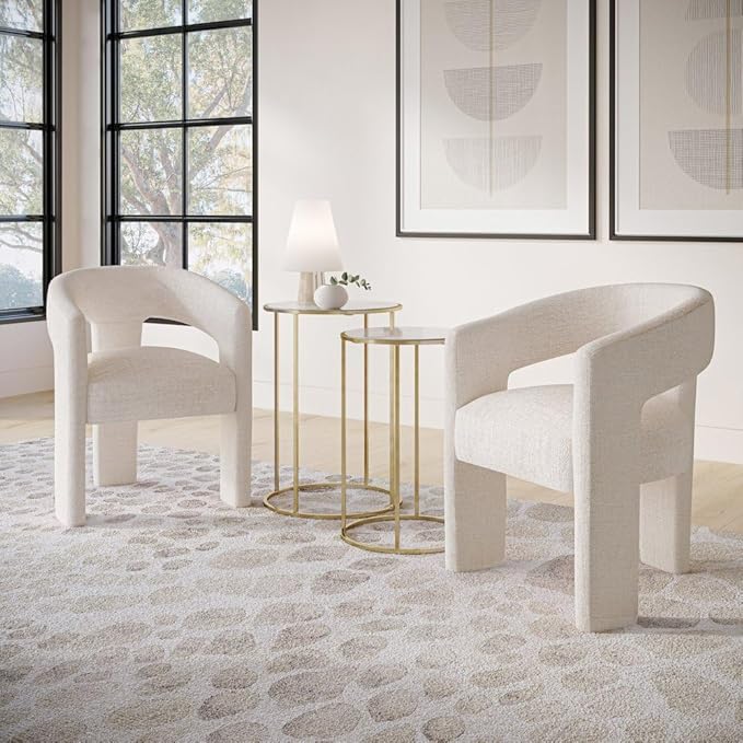 Jofran Gwen Jacquard Upholstered Accent Chair, Modern Luxury Plush Sculptural - Image 2
