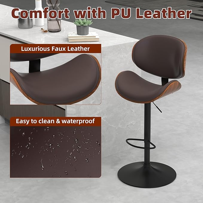 civama Bar Stools Set of 6 for Kitchen Counter, Adjustable Bar Height Chairs - Image 5