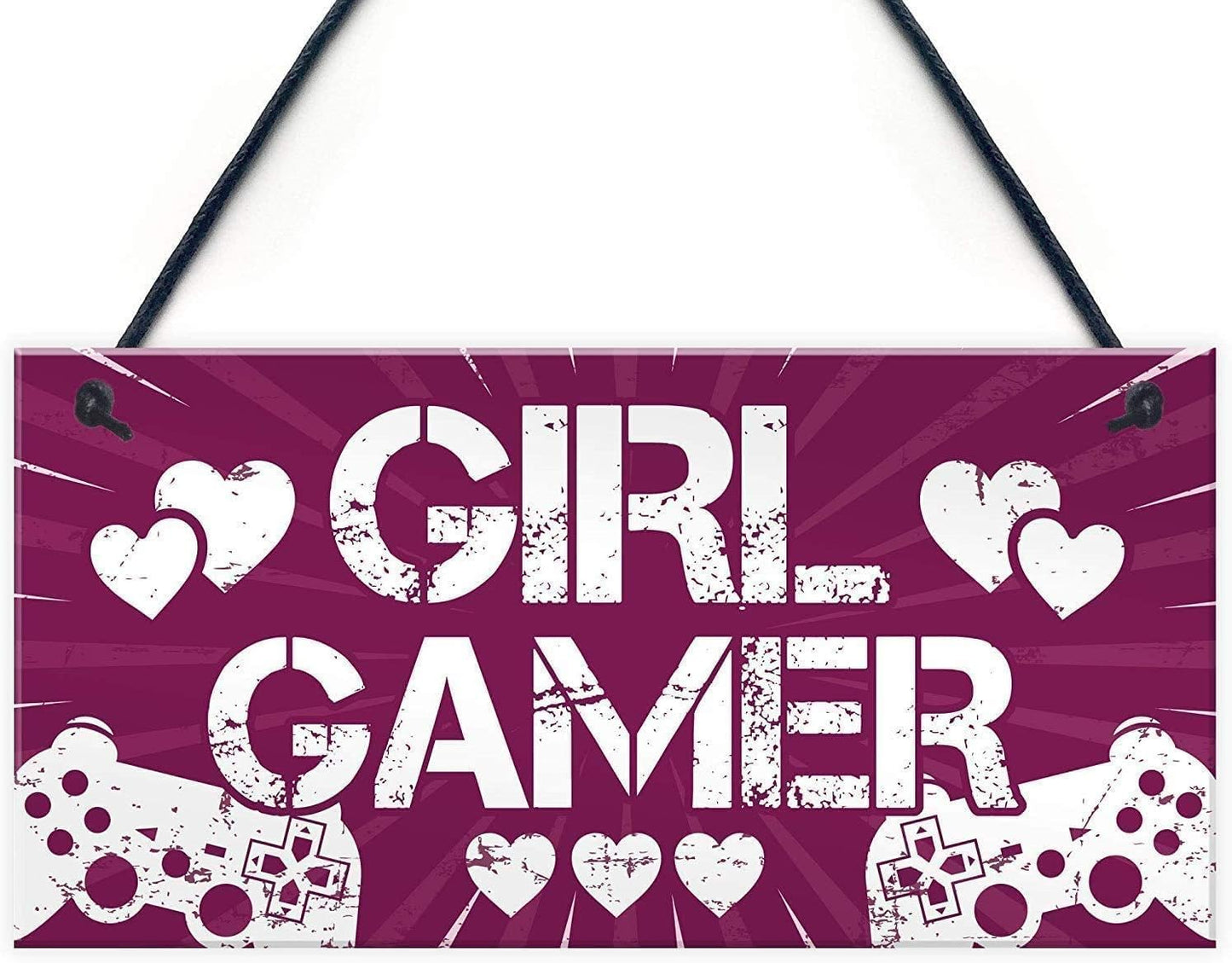 Rustic Wooden Signs for Girl Gamer Bedroom - Novelty Door Sign, Wall Art Decor for Kitchen, Cafe, Pub - Gamer Gifts for Women Birthday - 6x12 Inch