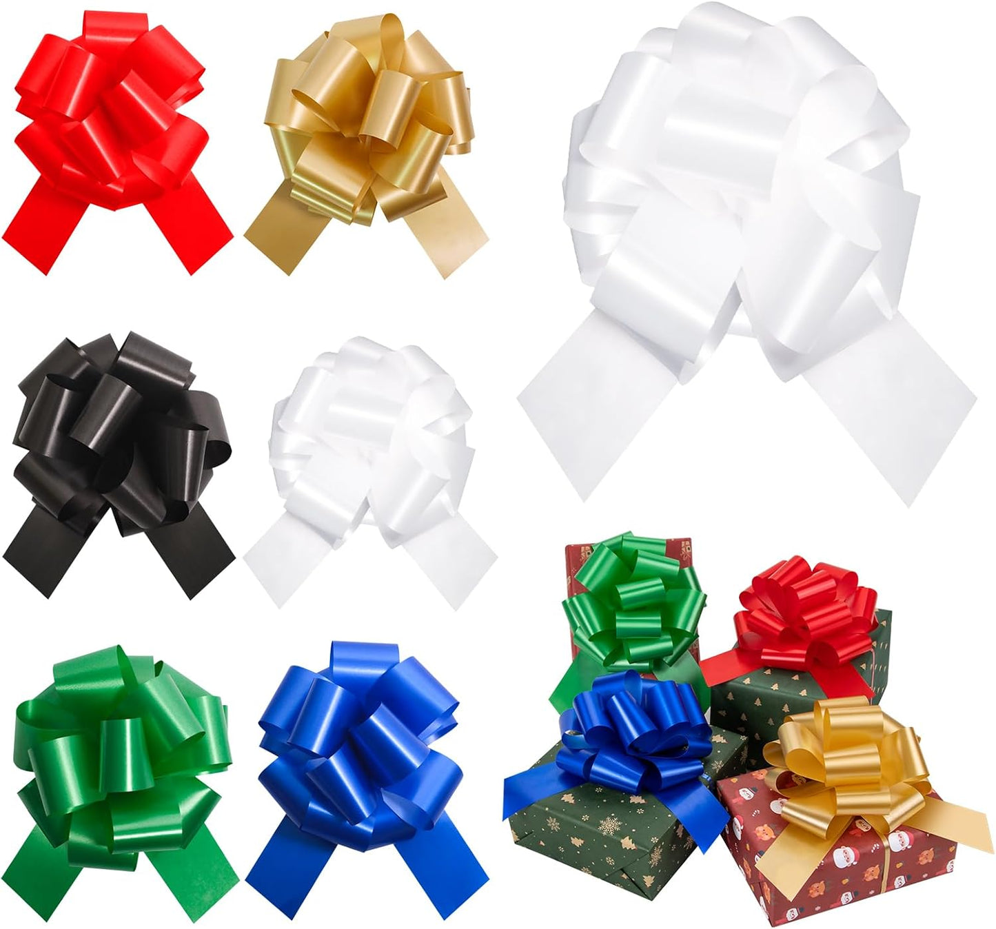 6 Pcs 6 Inch White Pull Bows, Perfect for Gift Wrapping, Gift Wrapping Baskets Wedding Christmas Party Decorations, Crafts – Quality Pull Bows for Gifts and Decorations