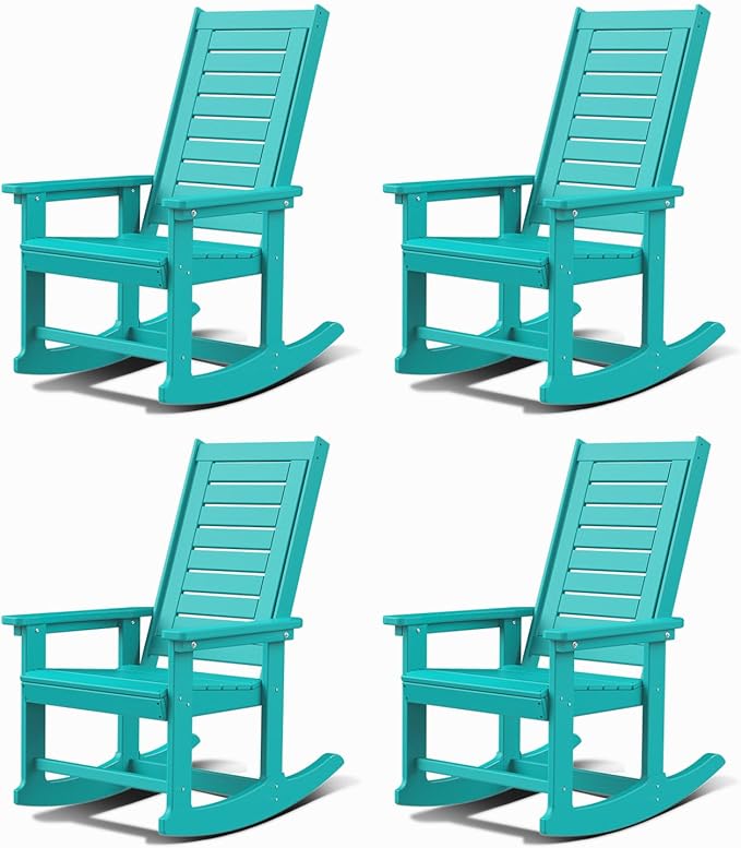 GREENVINES Outdoor Rocking Chairs | Set of 4 | Porch Rocker | HDPE Plastic | by GreenVines