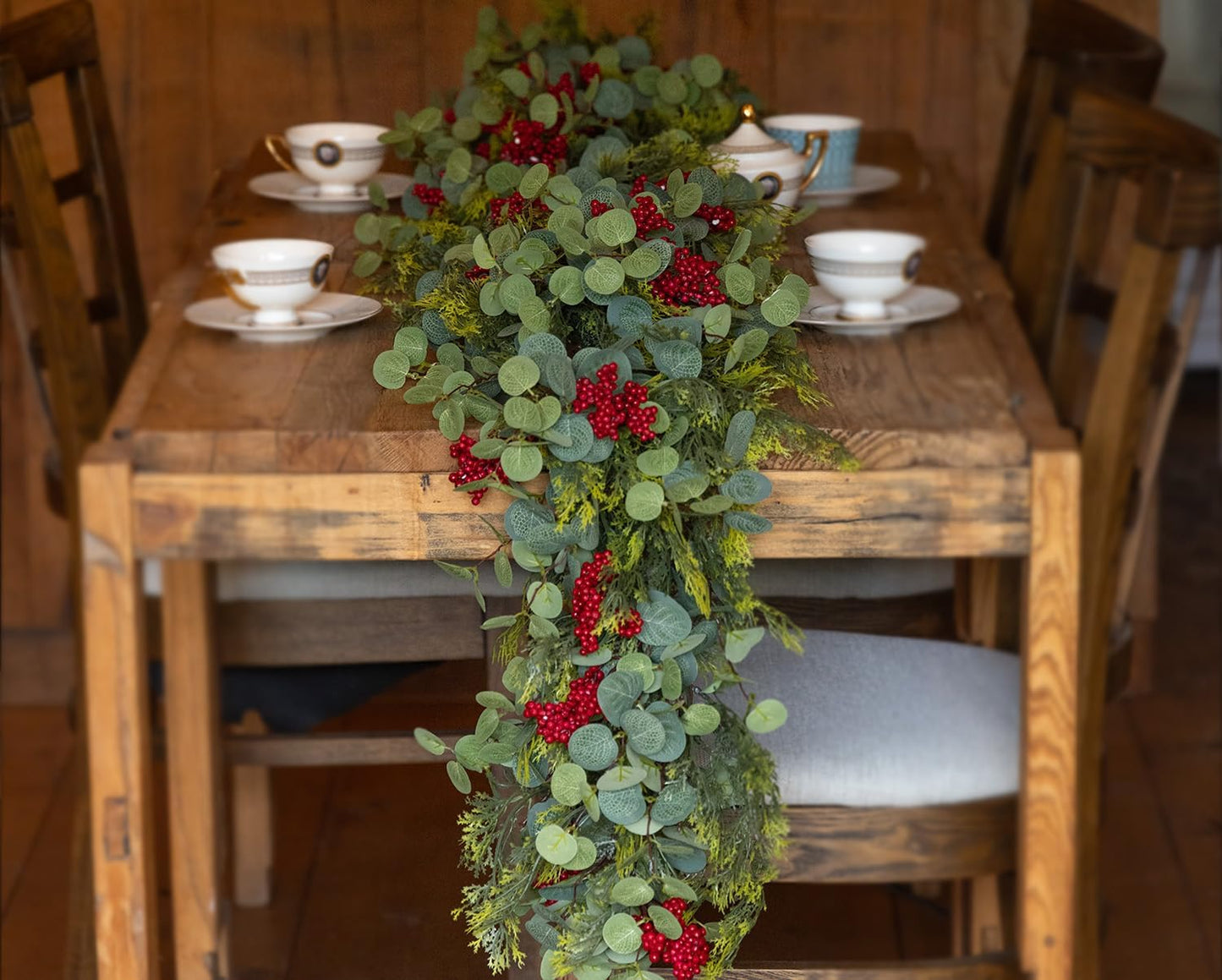 6.3FT Christmas 144 Branch Tips Cedar Garlands, Anna's Whimsy Artificial Pine Cypress Greenery Garland, Decorations Holiday Indoor Outdoor Christmas Decor Winter Garland