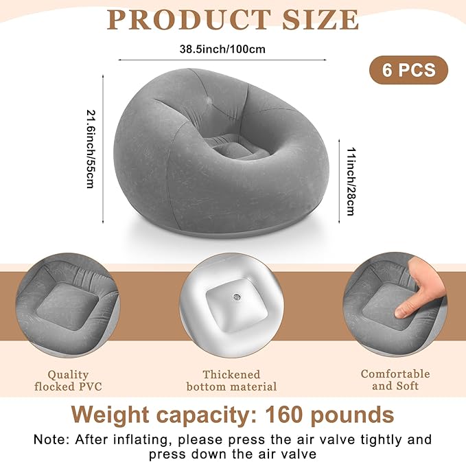 Realspring 6 9 12 Pcs Inflatable Bean Bag Chairs - Image 2