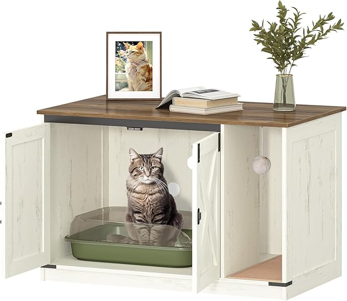 Hzuaneri Cat Litter Box Enclosure, Hidden Litter Box Cabinet Furniture - Image 9