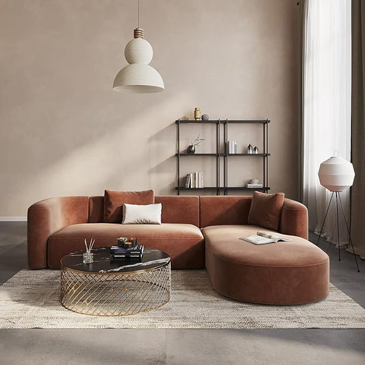 Acanva Luxury Modern Tight Curved Back Velvet Sofa, Minimalist Style Comfy Couch by acanva