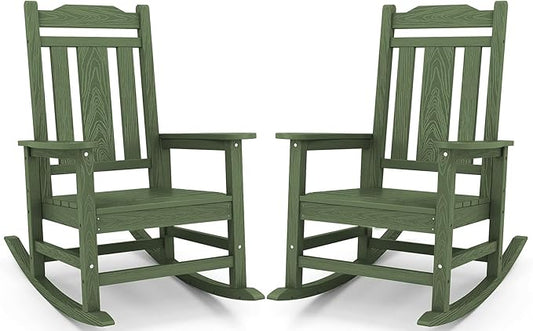 SERWALL Oversized Rocking Chair Set of 2 Outdoor, HDPE Outdoor Rocking Chair by SERWALL