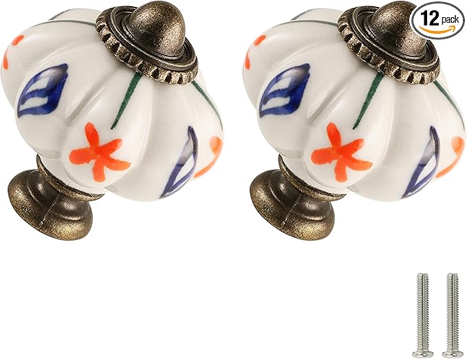 Ivory Pumpkin Knobs 12 Pack Ceramic Cabinet Knobs Vintage Drawer Pulls by Zernmiarder