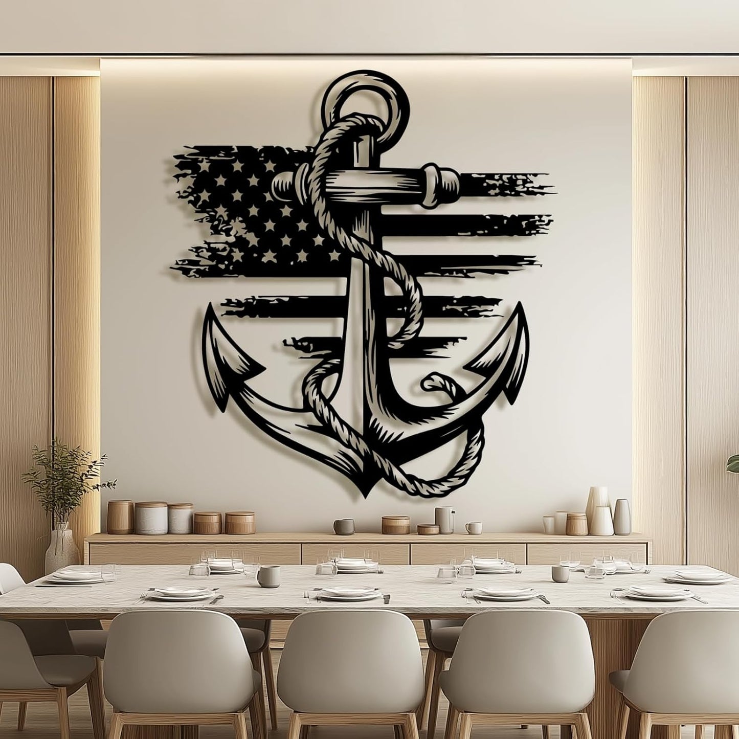 lunwall Metal Anchor Wall Decor, Anchor Metal Sign, Metal Anchor Decor, Anchor Metal Wall Art, Metal Nautical Wall Decor, Metal Wall Decor Coastal, Anchor Wall Decor (white, 28L x 25W / 70 x 63 cm)