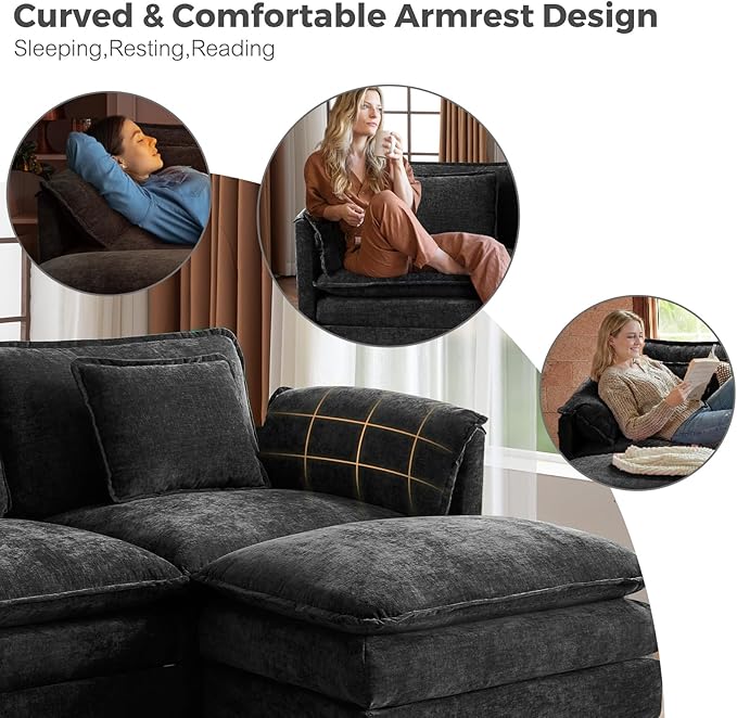 ELUCHANG 150" Modular Sectional Sofa, Comfy Deep Seat Cloud Couch, 6 Seater U - Image 5