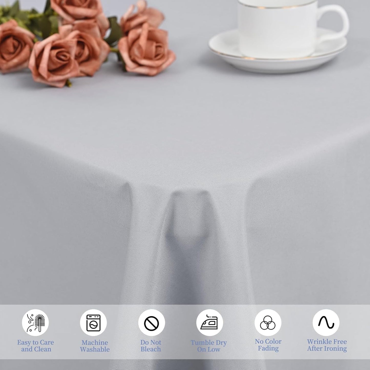 12 Pack Light Grey Tablecloths for Rectangle Tables 60 x 126 Inch Polyester Tablecloth 8 Foot Rectangle Table Cloth Wrinkle Resistant Washable Fabric Table Cover for Party Wedding Banquet Events