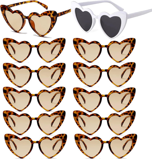 Bachelorette Party Favor Sunglasses 6 Pack,Retro Cat Eye Heart Sunglasses for Women,Bridesmaid Proposal Gifts
